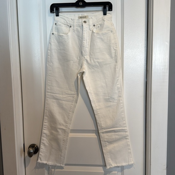 Madewell white high rise, slim crop boyjean  cropped ankle jeans raw hem 24 - Picture 5 of 11